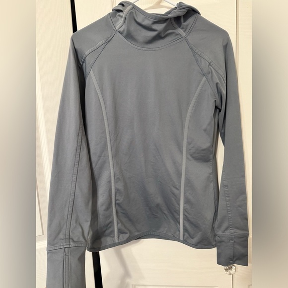 Athleta gray fleece scuba hoodie pull over style #138249 size small - Picture 1 of 13